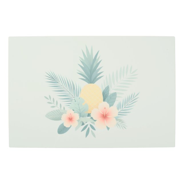 Impresión En Metal Piña floral y Hawaiana (Anverso)
