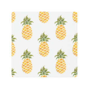 Impresión En Metal Piñas pintadas a mano, fondo de acuarela.