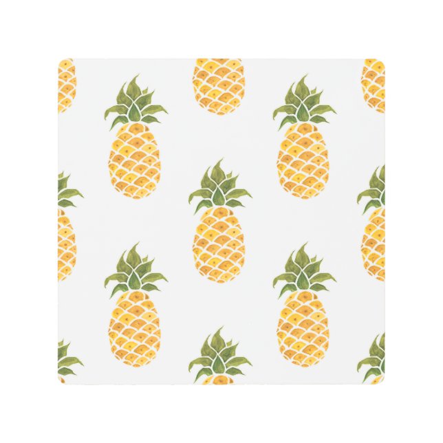 Impresión En Metal Piñas pintadas a mano, fondo de acuarela. (Anverso)