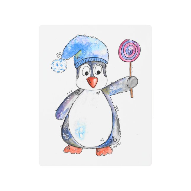 Impresión En Metal Pingüino caprichoso y chiflado (Anverso)