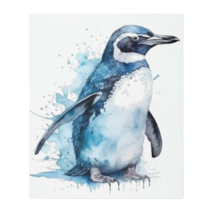 Impresión En Metal pingüino de color azul