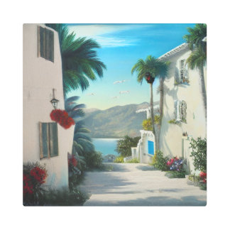 Impresión En Metal Pintado de paisajes urbanos costeros