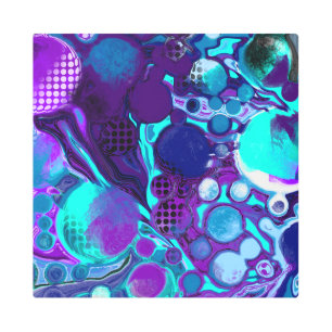 Impresión En Metal Pintado digital abstracto púrpura y Verde azulado