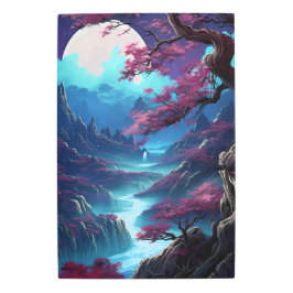 Impresión En Metal Pintura artística de una cascada de montaña