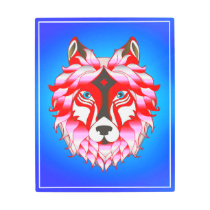 Impresión En Metal Pintura de cabeza de lobo rosa