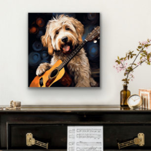 Impresión En Metal Pintura de guitarra Goldendoodle