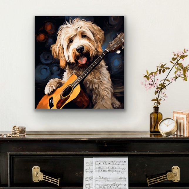 Impresión En Metal Pintura de guitarra Goldendoodle (Subido por el creador)