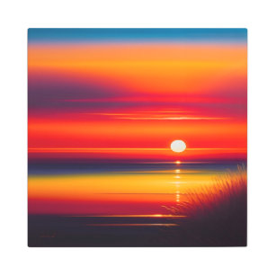 Impresión En Metal Pintura de IA "Awe-Inspiring Sunset Dreams"
