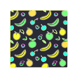 Impresión En Metal Pintura de Neon con frutas de colores expresivos