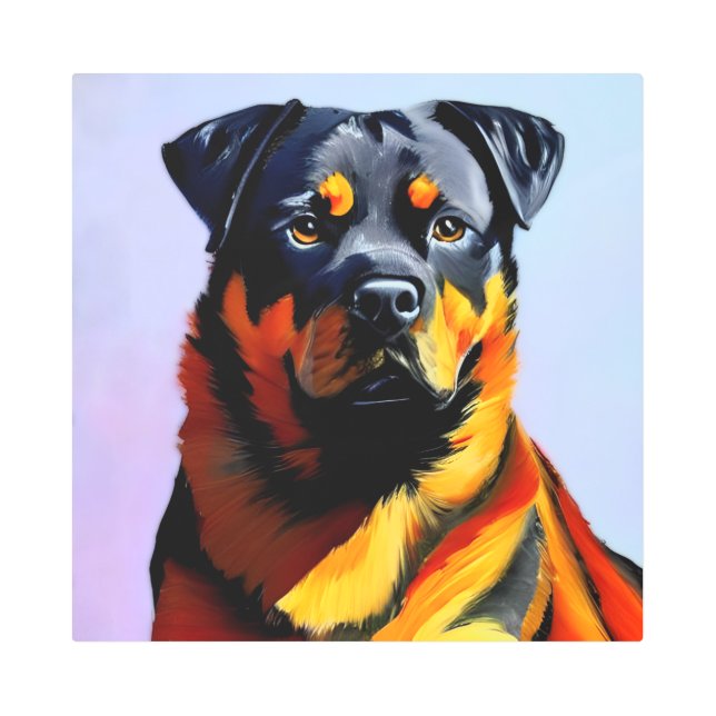 Impresión En Metal Pintura de Rottweiler (Anverso)