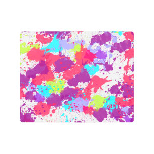 Impresión En Metal Pintura de salpicadura abstracta colorida, rojo y 