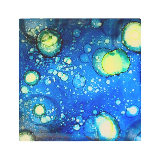 Impresión En Metal Pintura de tinta de alcohol estrellada nocturna (Anverso)