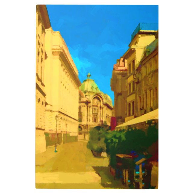 Impresión En Metal Pintura digital de la ciudad de Bucarest (Anverso)