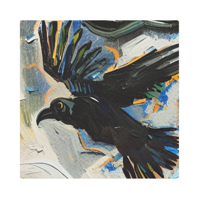 Impresión En Metal Pintura raven negra (Anverso)
