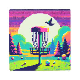 Impresión En Metal Pinza de disco de golf Pixel Art