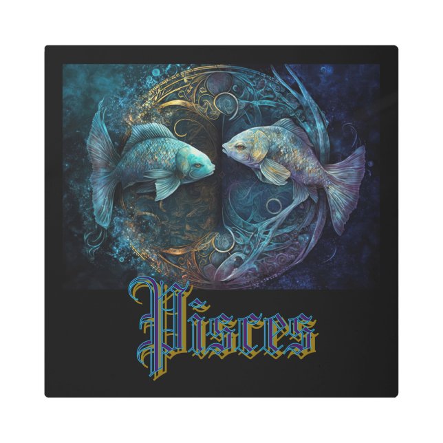 Impresión En Metal Pisces Zodiac (Anverso)