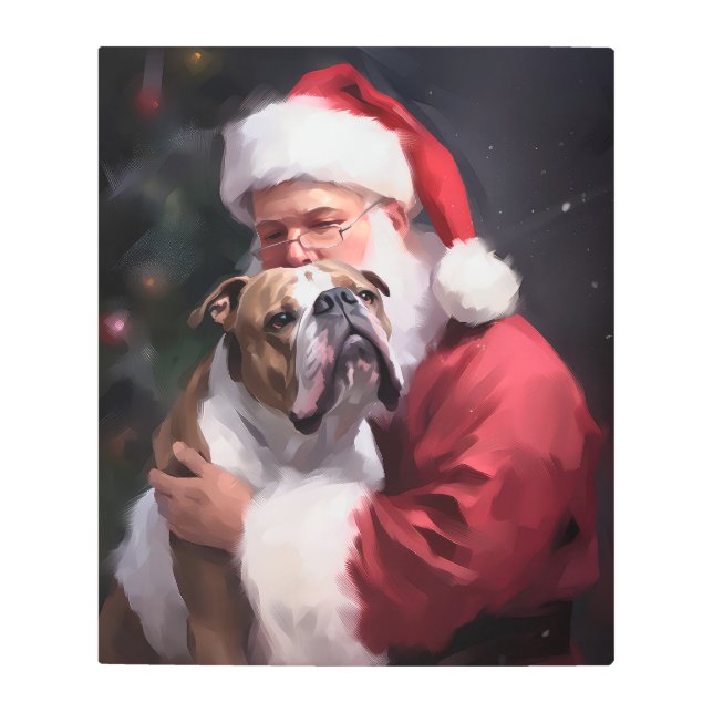 Impresión En Metal Pitbull Con Navidades Festividades De Santa Claus (Anverso)