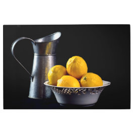 Impresión En Metal Pitcher y Lemons Metalizado Wall Art
