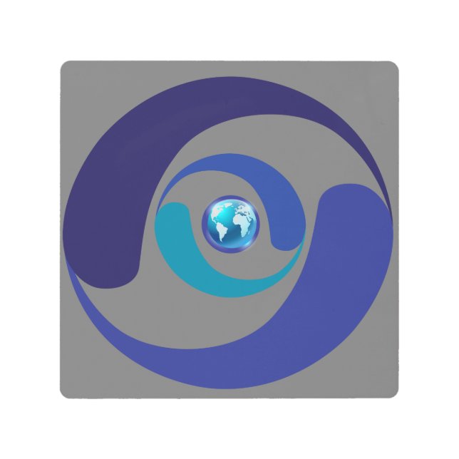 Impresión En Metal Planeta Tierra Símbolos Azules Círculo de Crop (Anverso)