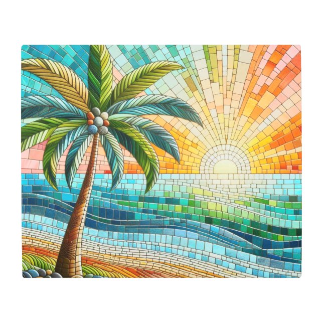 Impresión En Metal Playa tropical musulmana Palm Tree Metalizado (Anverso)