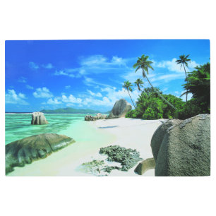 Impresión En Metal Playas tropicales   Isla de la Digue