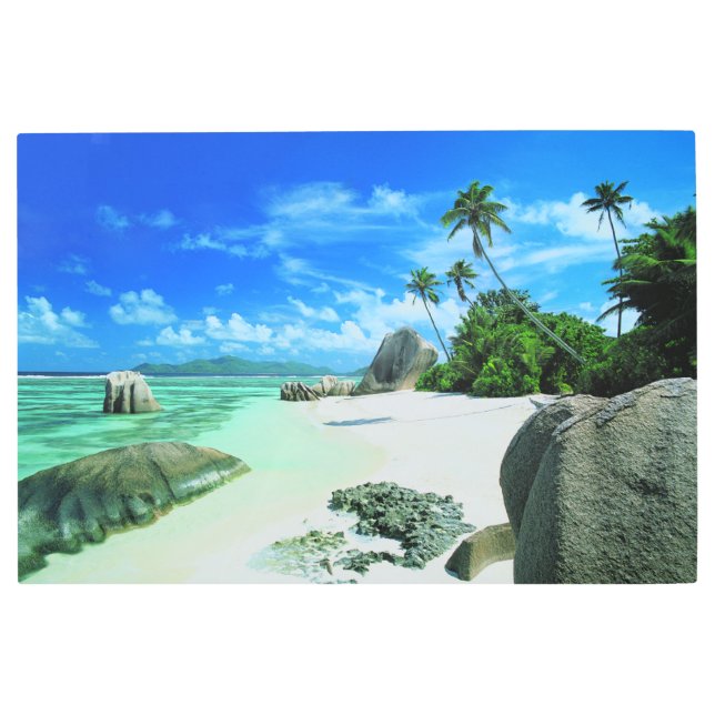 Impresión En Metal Playas tropicales | Isla de la Digue (Anverso)