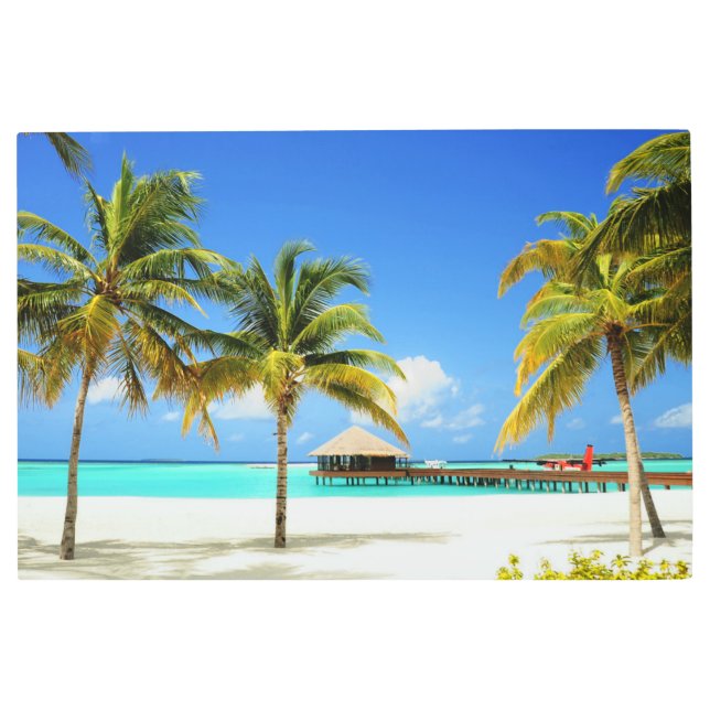Impresión En Metal Playas tropicales | Isla y Laguna, Maldivas (Anverso)
