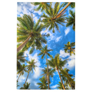 Impresión En Metal Playas tropicales   Palmeras en cielo azul
