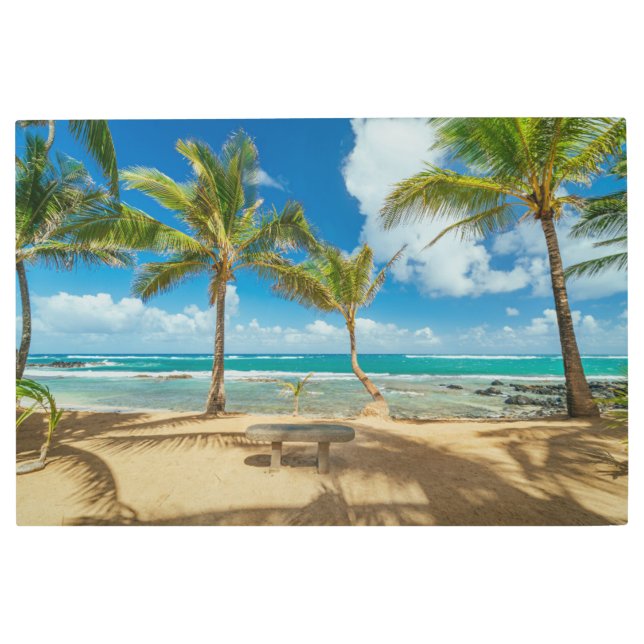 Impresión En Metal Playas tropicales | Playa Kuau Cove, Maui Hawaii (Anverso)