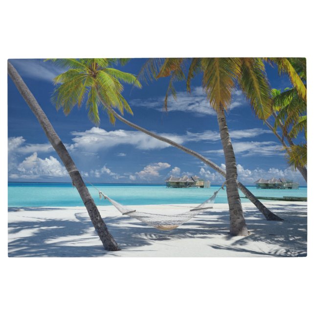 Impresión En Metal Playas tropicales | Sandy Beach, Maldivas (Anverso)