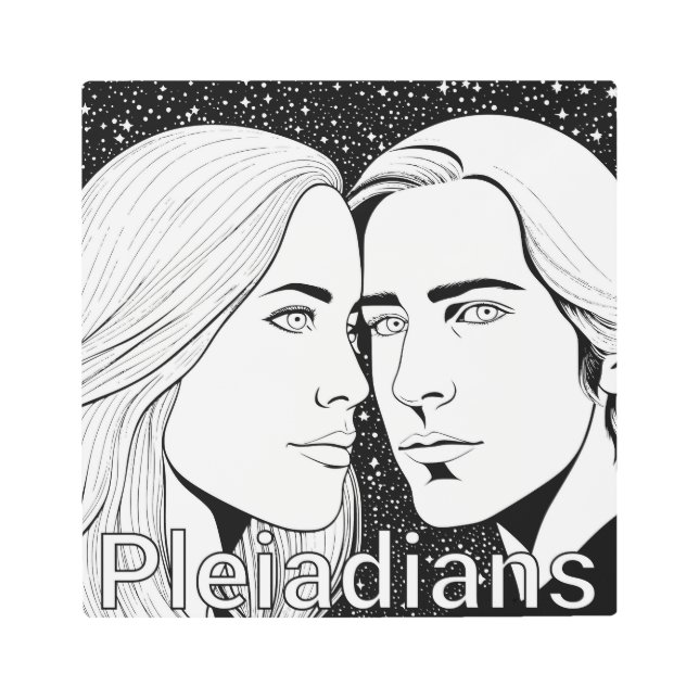 Impresión En Metal Pleiadians Tall Extraterrestres Hembra y Hombres (Anverso)