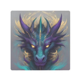 Impresión En Metal Poderosa cabeza mítica del dragón