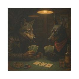 Impresión En Metal Poker Night | Wolf and Doberman Noir Art