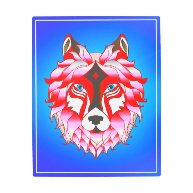 Impresión En Metal Polígono de cabeza de lobo rosa-24531 (Anverso)