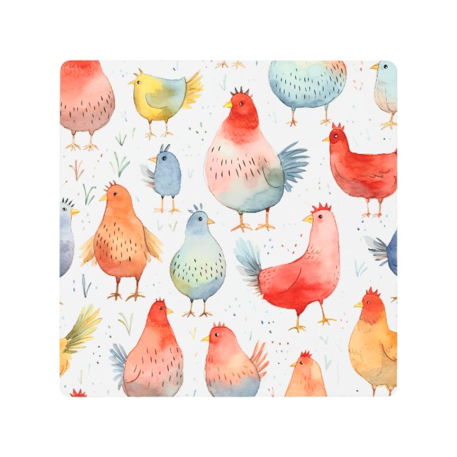 Impresión En Metal Pollos de granja (Anverso)