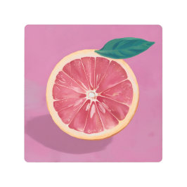 Impresión En Metal Pomelo de fondo rosa, vibrante y fresco
