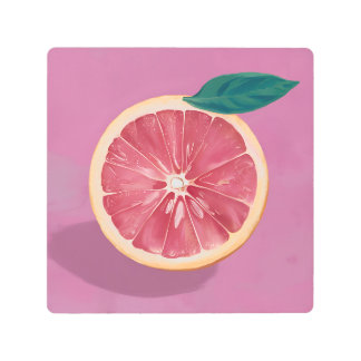 Impresión En Metal Pomelo de fondo rosa, vibrante y fresco