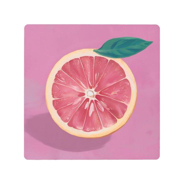 Impresión En Metal Pomelo de fondo rosa, vibrante y fresco (Anverso)