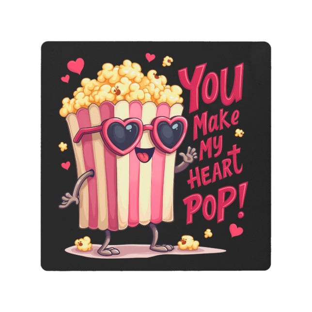 Impresión En Metal Popcorn Heart Pop Valentine Design (Anverso)