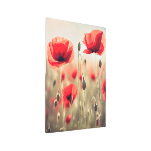 Impresión En Metal Poppies Rojos En Campo Soleado