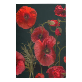 Impresión En Metal Poppies rojos en negro