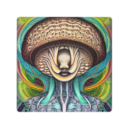 Impresión En Metal Portato de hongo con rasgos humanos