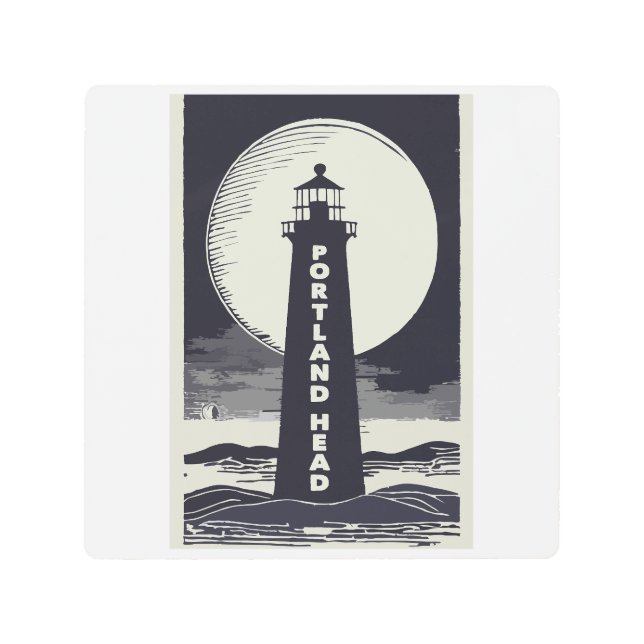 Impresión En Metal Portland Head Maine Lighthouse Moon (Anverso)