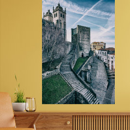 Impresión En Metal Porto, Portugal. Catedral y el Ayuntamiento Antigu