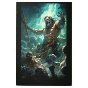 Impresión En Metal Poseidon Battling Zombie Mermen