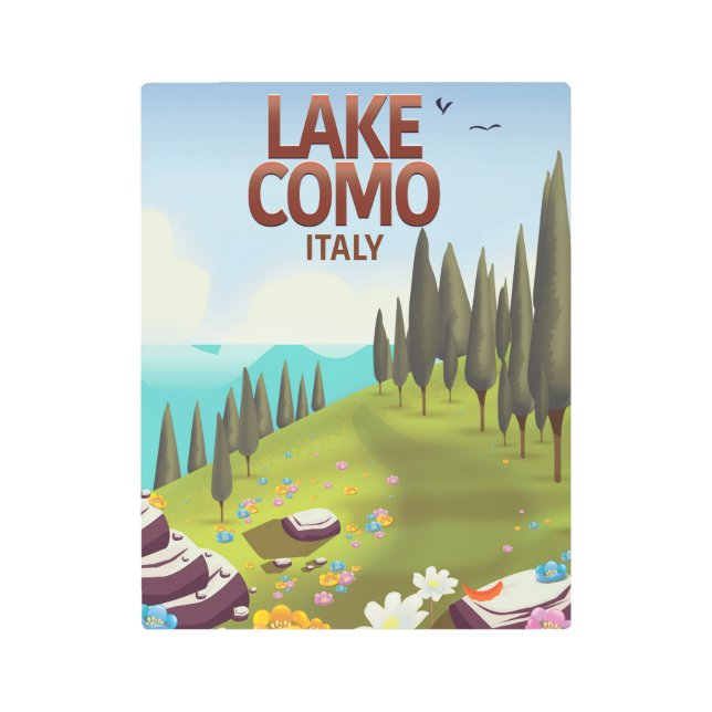 Impresión En Metal Postal de viaje del Lago Como Italia. (Anverso)