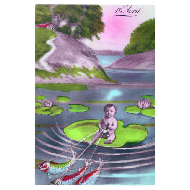 Impresión En Metal postal francesa de April Fool (Anverso)