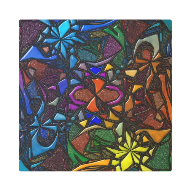 Impresión En Metal Prismatic Shards–Abstract Stained Glass Metal Art (Anverso)