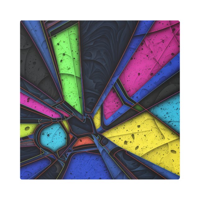 Impresión En Metal Prismatic Surge — Vibrant Abstract Metal Wall Art (Anverso)