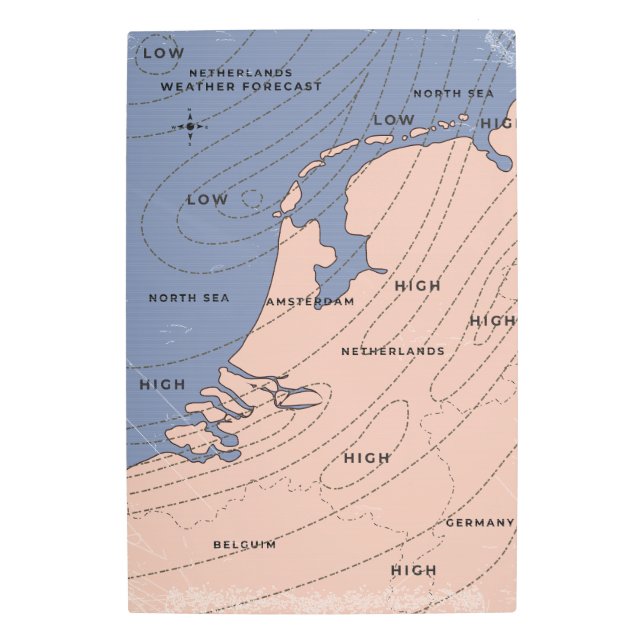 Impresión En Metal Pronóstico del tiempo en los Países Bajos (Anverso)